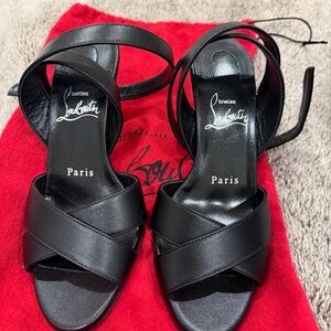 Christian Louboutin Mariza 85 Crisscross Red Sole Sandals In Black 35 5 women